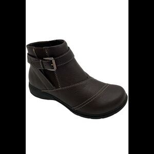 Clarks Collection Leather Ankle Boot Carleigh Dalia Dark Brown - Narrow